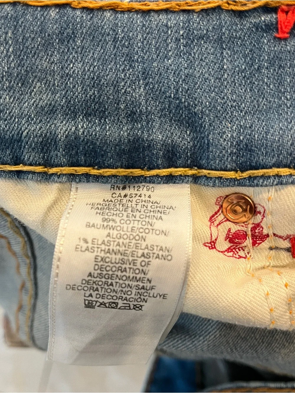 True Religion World Tour Men's Jeans Size 40X32 Blue Classic Straight Leg